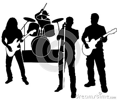 Silhouette - rock band Stock Photo