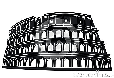 Silhouette of Rome Colosseum Vector Illustration