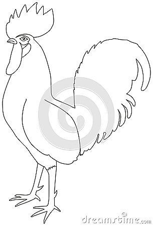 Silhouette of a rooster, isolated on white. Vector Illustration