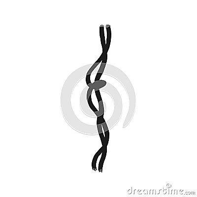 Silhouette of rope with loop. Vector black white doodle sketch isolated illustration. Vector Illustration