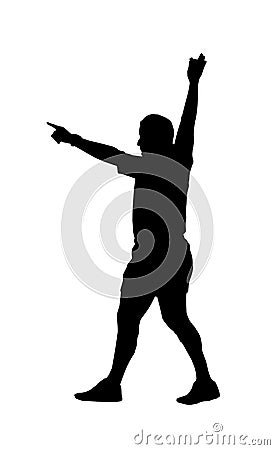 Silhouette - Rugby Referee Indicating Foal Play Vector Illustration