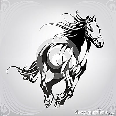 Silhouette of the running horse. vector illustration Vector Illustration