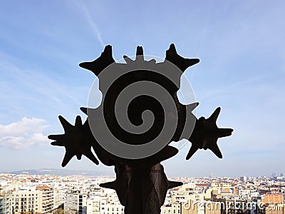 Silhouette of the Sagrada FamÃ­lia sculpture Editorial Stock Photo