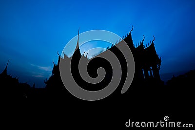 Silhouette Sanphet Prasat Palace Stock Photo