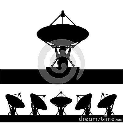 Silhouette satellite dish Vector Illustration