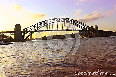 Silhouette scene at the Sydney. Panoramic image of Sydney, Australia Stock Photo