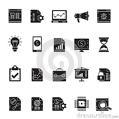 Silhouette Search Engine Optimization icons Vector Illustration