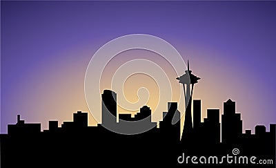 Silhouette of Seattle city, USA Vector Illustration