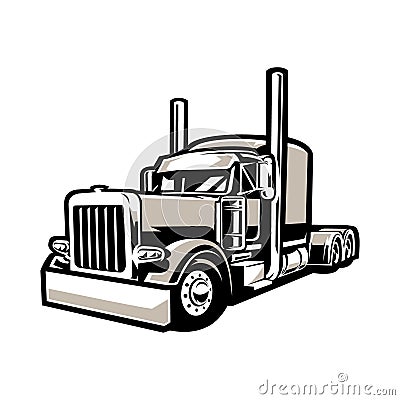 Silhouette of Semi Truck Vector in white background Vector Illustration