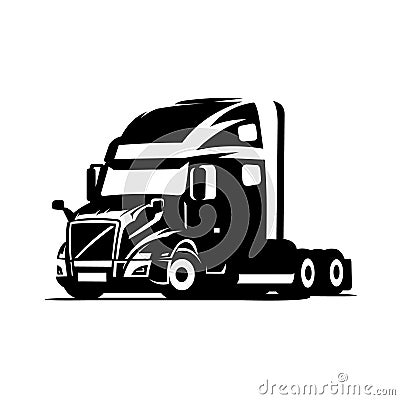 Silhouette of semi truck 18 wheeler vector image isolated best for illustration Cartoon Illustration