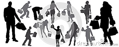 silhouette of shoping Stock Photo