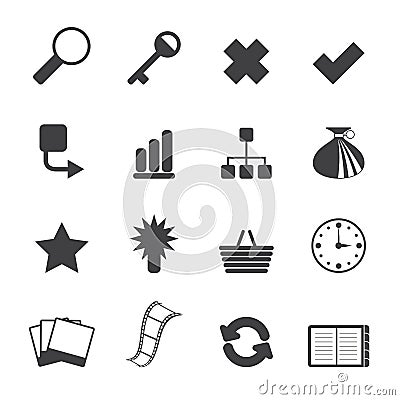 Silhouette Simple Internet and Web Site Icons Vector Illustration