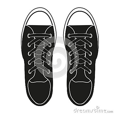 Silhouette simple symbol of gumshoes sneakers. Vector Illustration