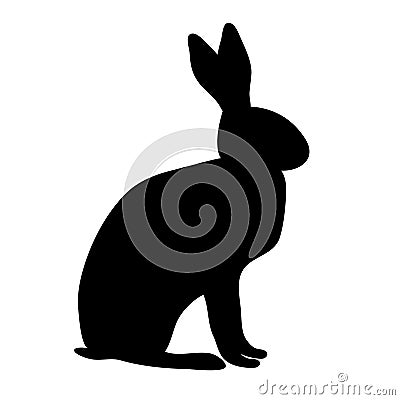 Silhouette sitting rabbit or hare with ears, paws and tail Vector Illustration