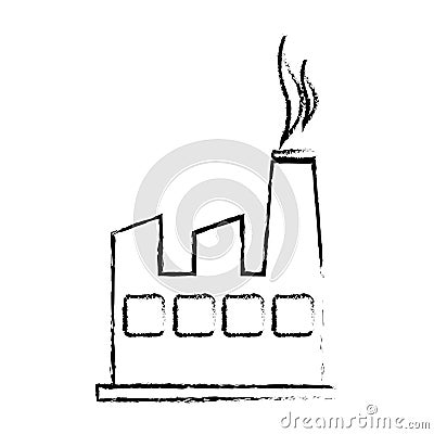 Silhouette sketch blurred factory and smoke contamination Vector Illustration