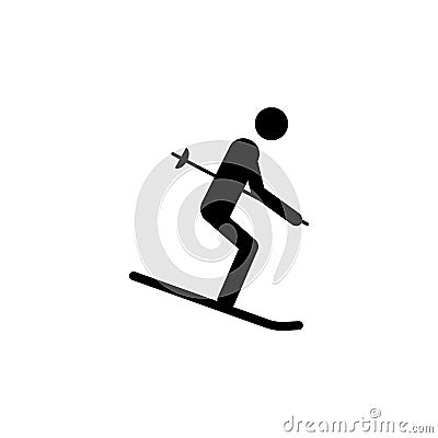 Silhouette Skier athlete isolated icon. Winter sport games discipline. Black and white design vector illustration. Web pictogram i Vector Illustration