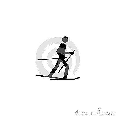 Silhouette Skier athlete isolated icon. Winter sport games discipline. Black and white design vector illustration. Web pictogram i Vector Illustration