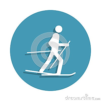 Silhouette Skier icon in badge style. One of Winter sports collection icon can be used for UI, UX Stock Photo