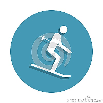 Silhouette Skier icon in badge style. One of Winter sports collection icon can be used for UI, UX Stock Photo