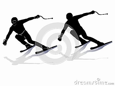 Silhouette of skier, vector draw Vector Illustration