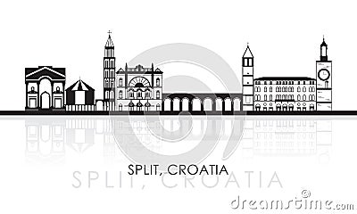 Silhouette Skyline panorama of City of Split, Croatia Vector Illustration