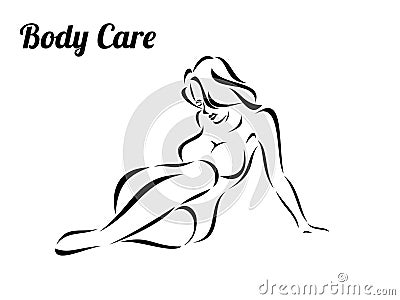 silhouette of slender beautiful young woman female beauty body care and figure Stock Photo