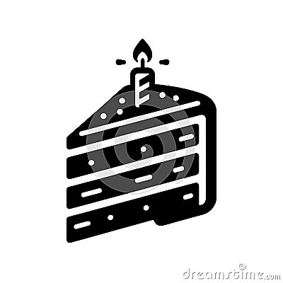 silhouette of a slice of birthday cake Vector Illustration