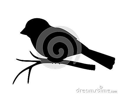 Silhouette of a small bird - sparrow sitting on a branch - stock vector illustration for logo or pictogram. A bird on a branch is Vector Illustration