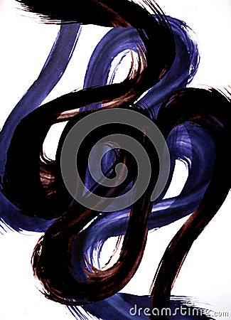 Silhouette of a snake preparing to jump. Calligraphy with wide ink brush on format. Abstraction Stock Photo