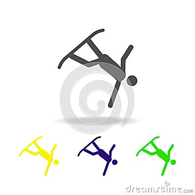 Silhouette snowboarder athlete isolated multicolored icon. Winter sport games discipline. Symbol, signs can be used for web, logo, Stock Photo