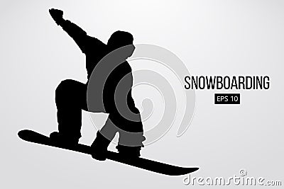 Silhouette of a snowboarder jumping isolated. Vector illustration Vector Illustration