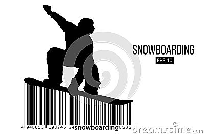 Silhouette of a snowboarder jumping isolated. Vector illustration Vector Illustration