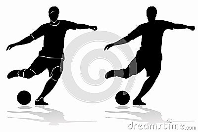 Silhouette of soccer player, vector drawing Vector Illustration