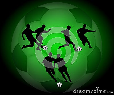 Silhouette soccer players Stock Photo