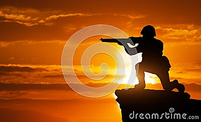 Silhouette of soldier Stock Photo