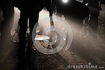 Silhouette Soldiers Editorial Stock Photo