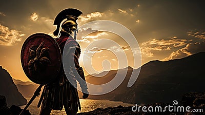 Silhouette Spartan warrior Stock Photo