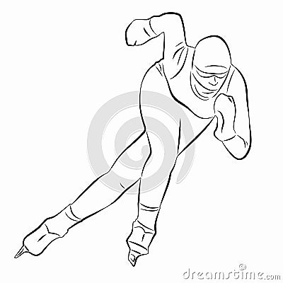 Silhouette of a speed skater. vector drawing Vector Illustration