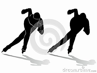 Silhouette of a speed skater. vector drawing Vector Illustration