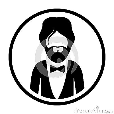 Silhouette sphere of half body icon man formal style Vector Illustration