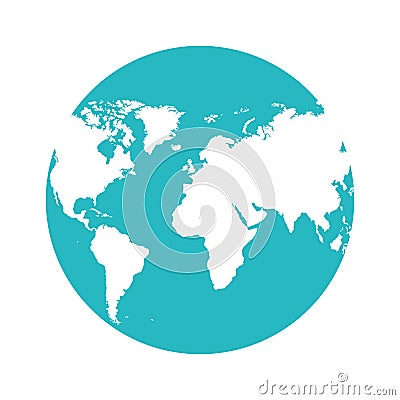 Silhouette with sphere planet earth Vector Illustration