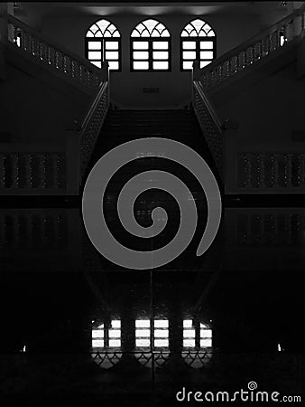 Silhouette staircase and window in mosque Stock Photo