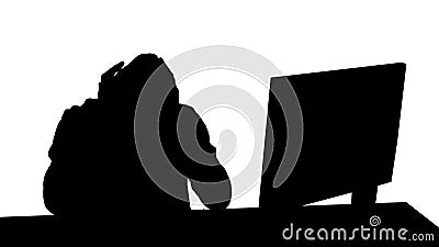 Silhouette Stressed tired out of work, Development Programmer. Stock Photo