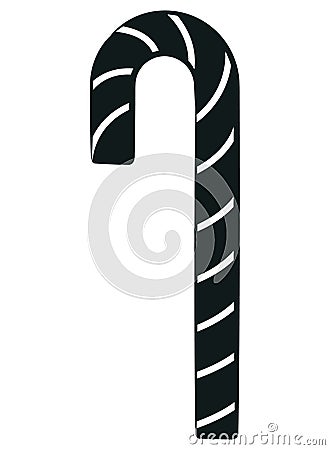 Silhouette Striped Candy Cane Peppermint Sweets Vector Illustration