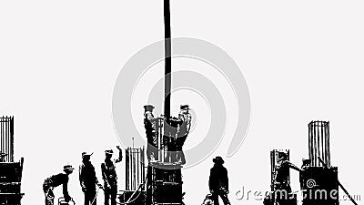 Silhouette Stylized Concept of Construction Site Stock Photo