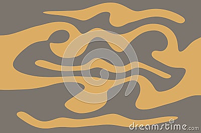 Silhouette of a stylized man in action on an orange background.Abstract wavy pattern.Brown background with orange shapes. Stock Photo