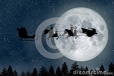 Silhouette of Super Santa Claus Man Stock Photo