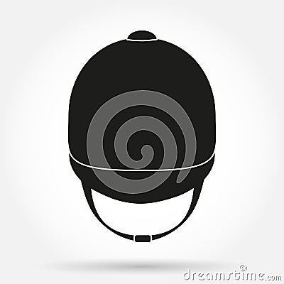 Silhouette symbol of Jockey helmet for horseriding Vector Illustration