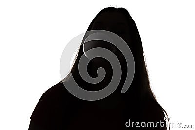 Silhouette of teenage girl inflating the bubble Stock Photo