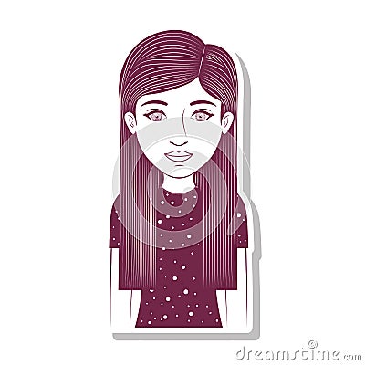 Silhouette teenager with dotted t-shirt Vector Illustration